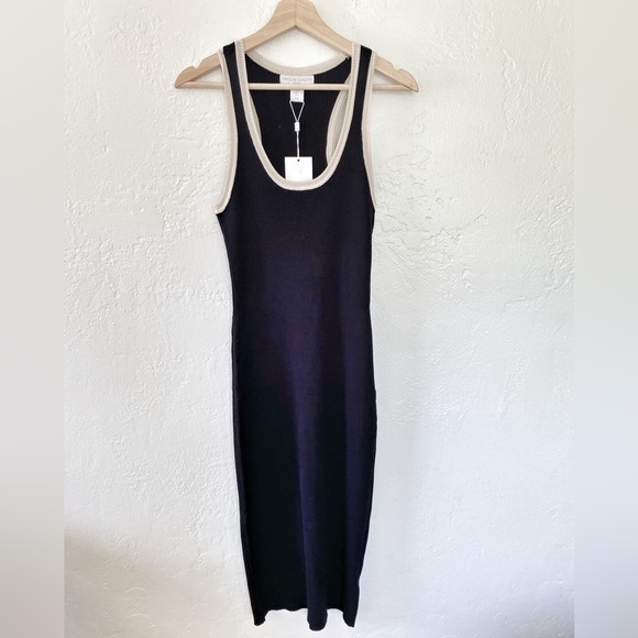 Caroline Constas✨Knit Tank Midi Dress- Black Ribbed - Picture 1 of 3